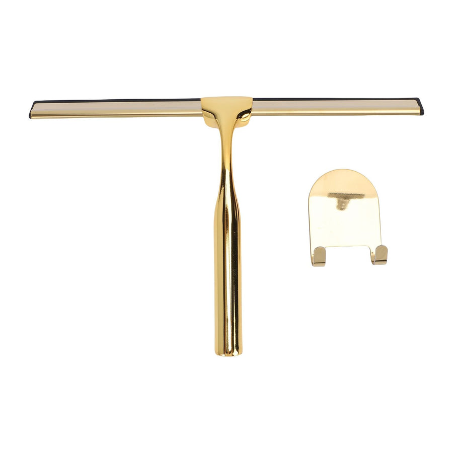 Stainless Steel Squeegee All Purpose Shower Window Squeegee with Hook for Household Easy Cleaning Gold