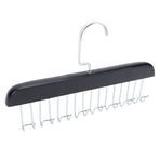 Belt Hanger Large Capacity Space Saving Multifunctional Wood Belt Organizer for Ties Hats Underwear 8 Hooks Black