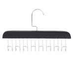 Belt Hanger Large Capacity Space Saving Multifunctional Wood Belt Organizer for Ties Hats Underwear 8 Hooks Black