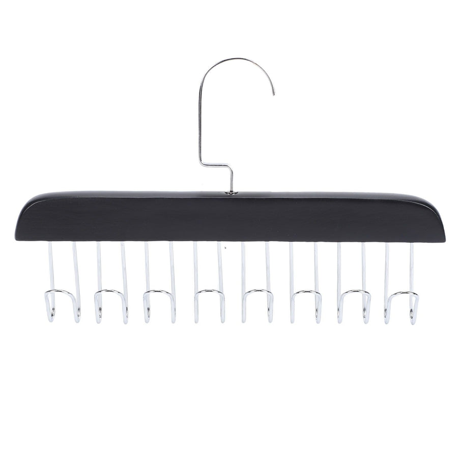 Belt Hanger Large Capacity Space Saving Multifunctional Wood Belt Organizer for Ties Hats Underwear 8 Hooks Black
