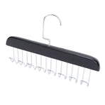 Belt Hanger Large Capacity Space Saving Multifunctional Wood Belt Organizer for Ties Hats Underwear 8 Hooks Black
