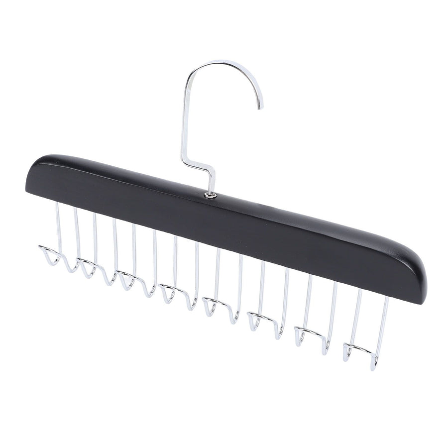 Belt Hanger Large Capacity Space Saving Multifunctional Wood Belt Organizer for Ties Hats Underwear 8 Hooks Black