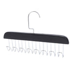 Belt Hanger Large Capacity Space Saving Multifunctional Wood Belt Organizer for Ties Hats Underwear 8 Hooks Black