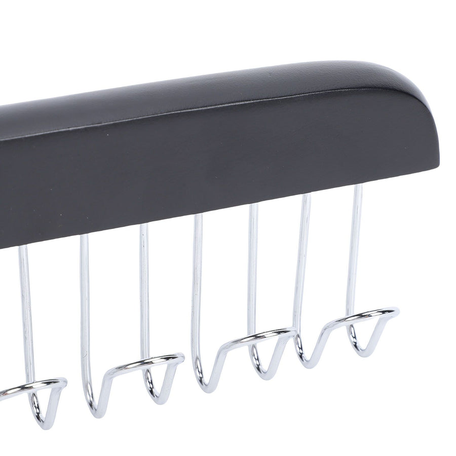 Belt Hanger Large Capacity Space Saving Multifunctional Wood Belt Organizer for Ties Hats Underwear 8 Hooks Black