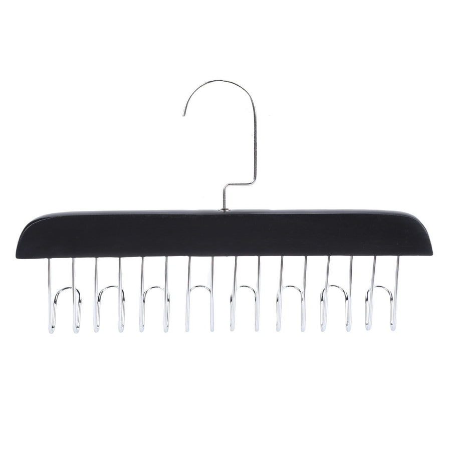 Belt Hanger Large Capacity Space Saving Multifunctional Wood Belt Organizer for Ties Hats Underwear 8 Hooks Black