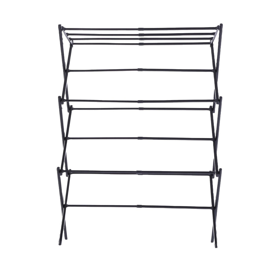 Clothes Drying Rack Expandable Carbon Steel 3 Tier Foldable Portable Laundry Rack for Clothing Towels Black