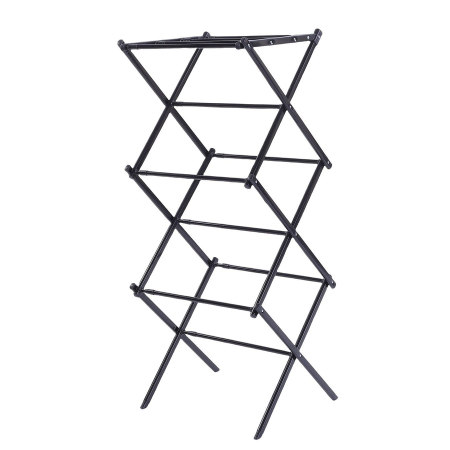 Clothes Drying Rack Expandable Carbon Steel 3 Tier Foldable Portable Laundry Rack for Clothing Towels Black