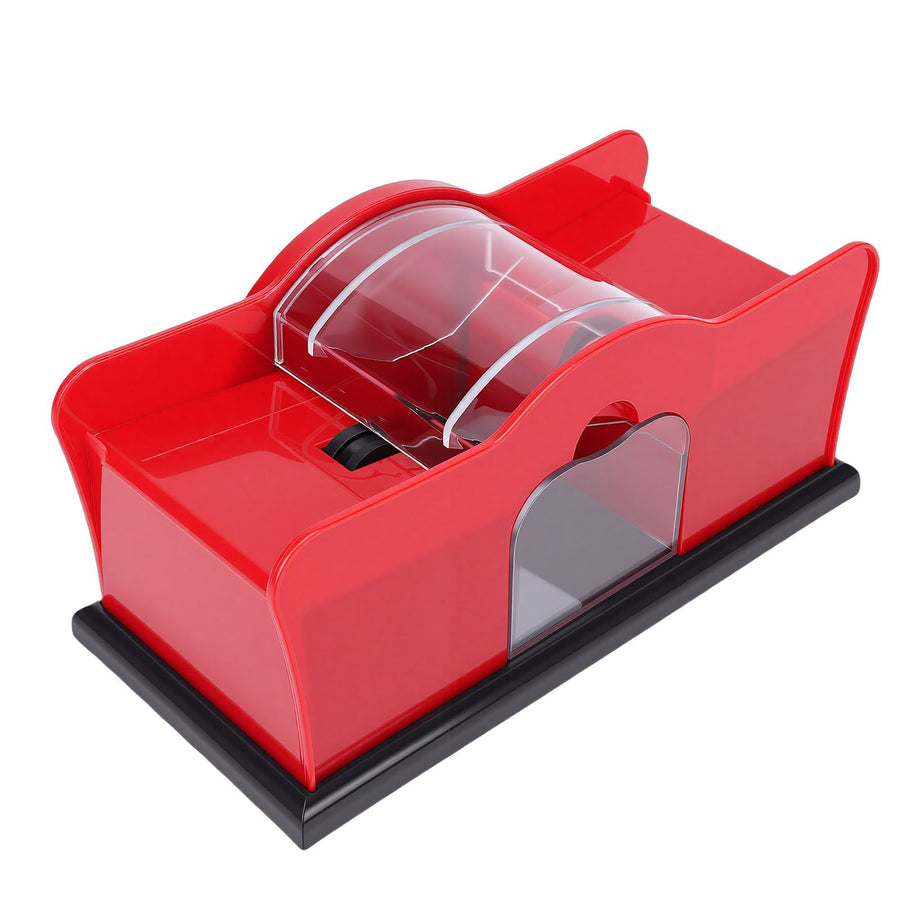Manual Card Shuffler ABS Portable Hand Crank Card Shuffling Machine for Playing Cards Home Family Game Night Red