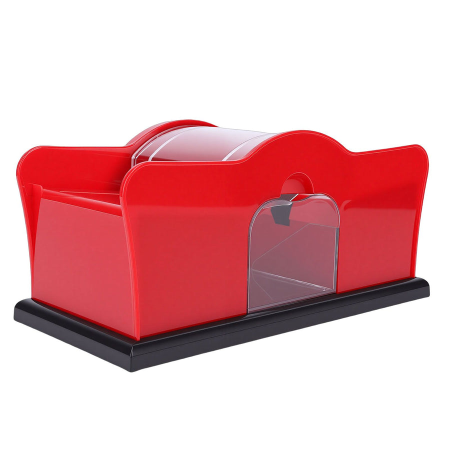 Manual Card Shuffler ABS Portable Hand Crank Card Shuffling Machine for Playing Cards Home Family Game Night Red