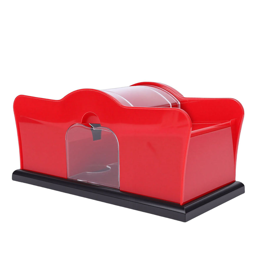 Manual Card Shuffler ABS Portable Hand Crank Card Shuffling Machine for Playing Cards Home Family Game Night Red