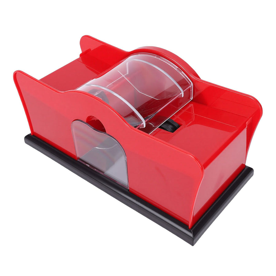 Manual Card Shuffler ABS Portable Hand Crank Card Shuffling Machine for Playing Cards Home Family Game Night Red