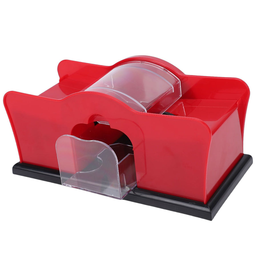 Manual Card Shuffler ABS Portable Hand Crank Card Shuffling Machine for Playing Cards Home Family Game Night Red