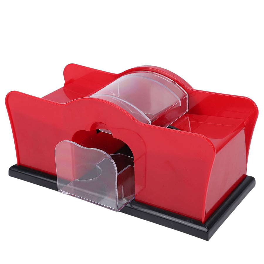 Manual Card Shuffler ABS Portable Hand Crank Card Shuffling Machine for Playing Cards Home Family Game Night Red