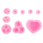 9Pcs Unique Heart Rose Shape Silicone Baking Chocolate Cake Mold DIY Baking Tool Accessories