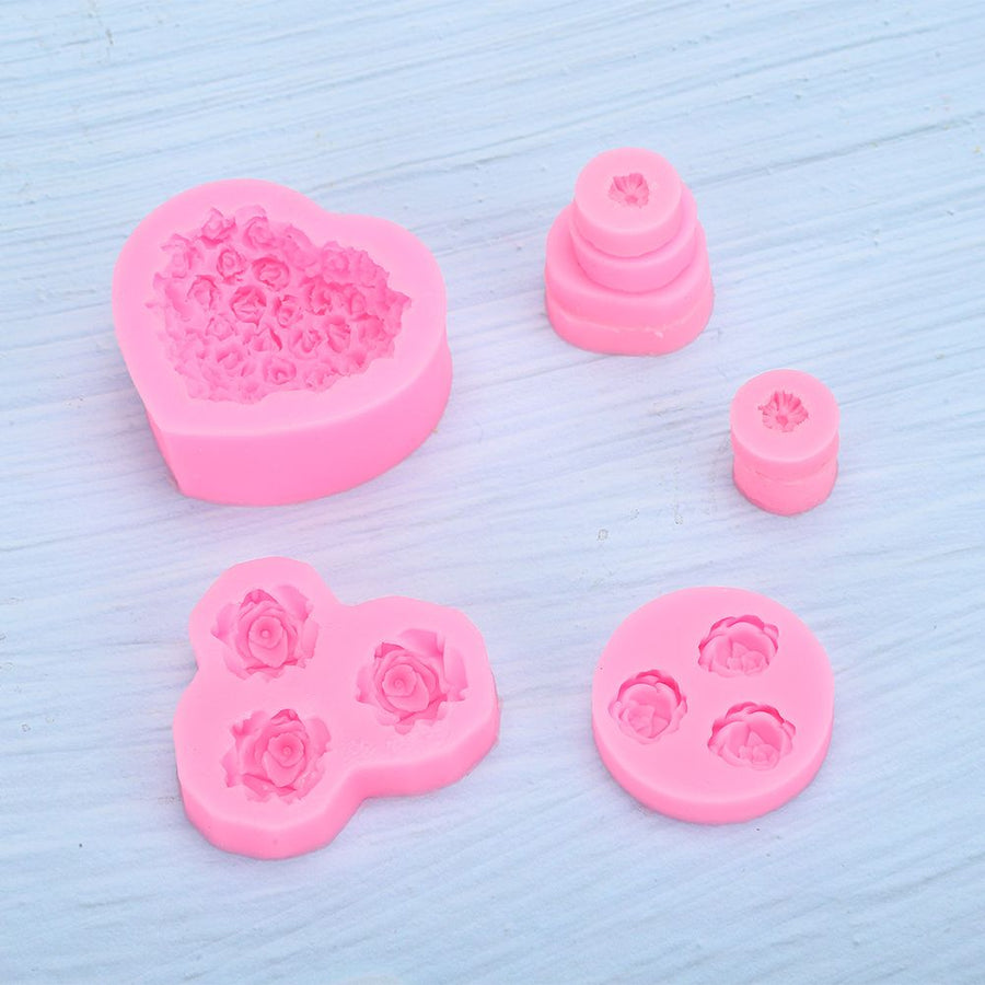 9Pcs Unique Heart Rose Shape Silicone Baking Chocolate Cake Mold DIY Baking Tool Accessories