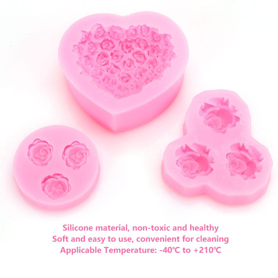 9Pcs Unique Heart Rose Shape Silicone Baking Chocolate Cake Mold DIY Baking Tool Accessories