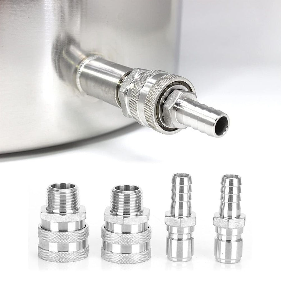 4pcs G1/2in Thread Stainless Steel Quick Connector Adapter Fitting for Home Beer Brewing
