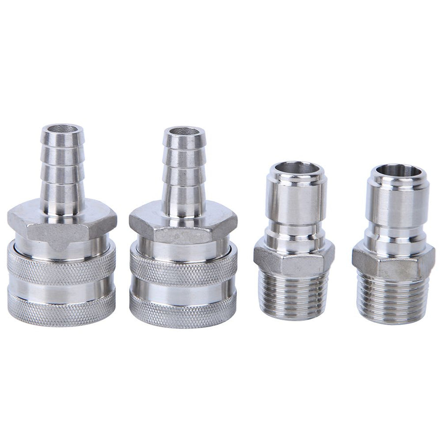 4pcs G1/2in Male Thread Stainless Steel Quick Connector Adapter for Home Brewing Beer