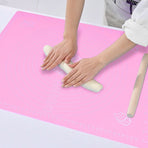 Kitchen Thicken Silicone Rolling Dough Pad Baking Mat with Scales DIY Baking ToolsPink 40x50cm