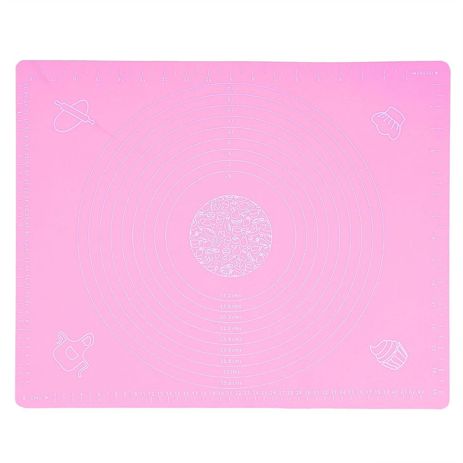 Kitchen Thicken Silicone Rolling Dough Pad Baking Mat with Scales DIY Baking ToolsPink 40x50cm