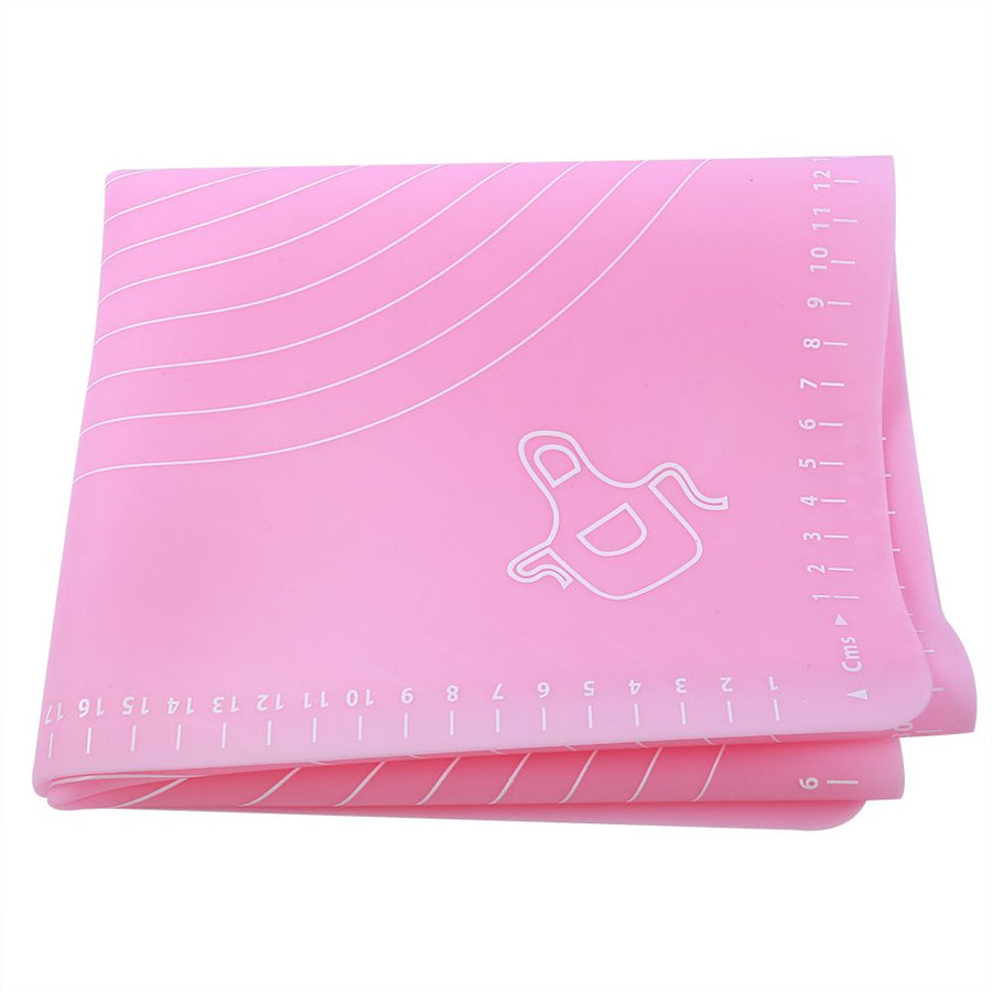 Kitchen Thicken Silicone Rolling Dough Pad Baking Mat with Scales DIY Baking ToolsPink 40x50cm