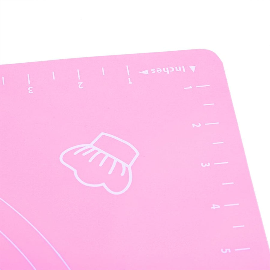 Kitchen Thicken Silicone Rolling Dough Pad Baking Mat with Scales DIY Baking ToolsPink 40x50cm