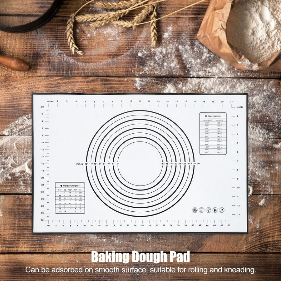 60x40cm Black Silicone Rolling Kneading Dough Mat with Scales Kitchen Baking Tools