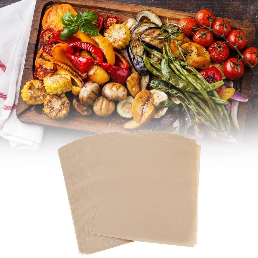 100Pcs Non-Stick Parchment Paper Baking Sheets Silicone Baking Mat Kitchen Accessories(Brown )