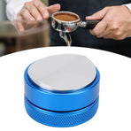 Household Kitchen Reusable Stainless Steel Coffee Distributor Tamper Powder Press Hammer Height Adjustable51mm Blue Convex Base