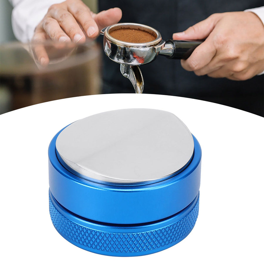 Household Kitchen Reusable Stainless Steel Coffee Distributor Tamper Powder Press Hammer Height Adjustable51mm Blue Convex Base