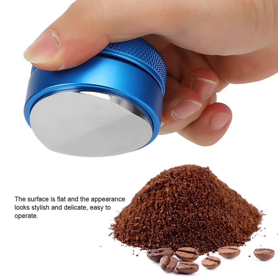 Household Kitchen Reusable Stainless Steel Coffee Distributor Tamper Powder Press Hammer Height Adjustable51mm Blue Convex Base