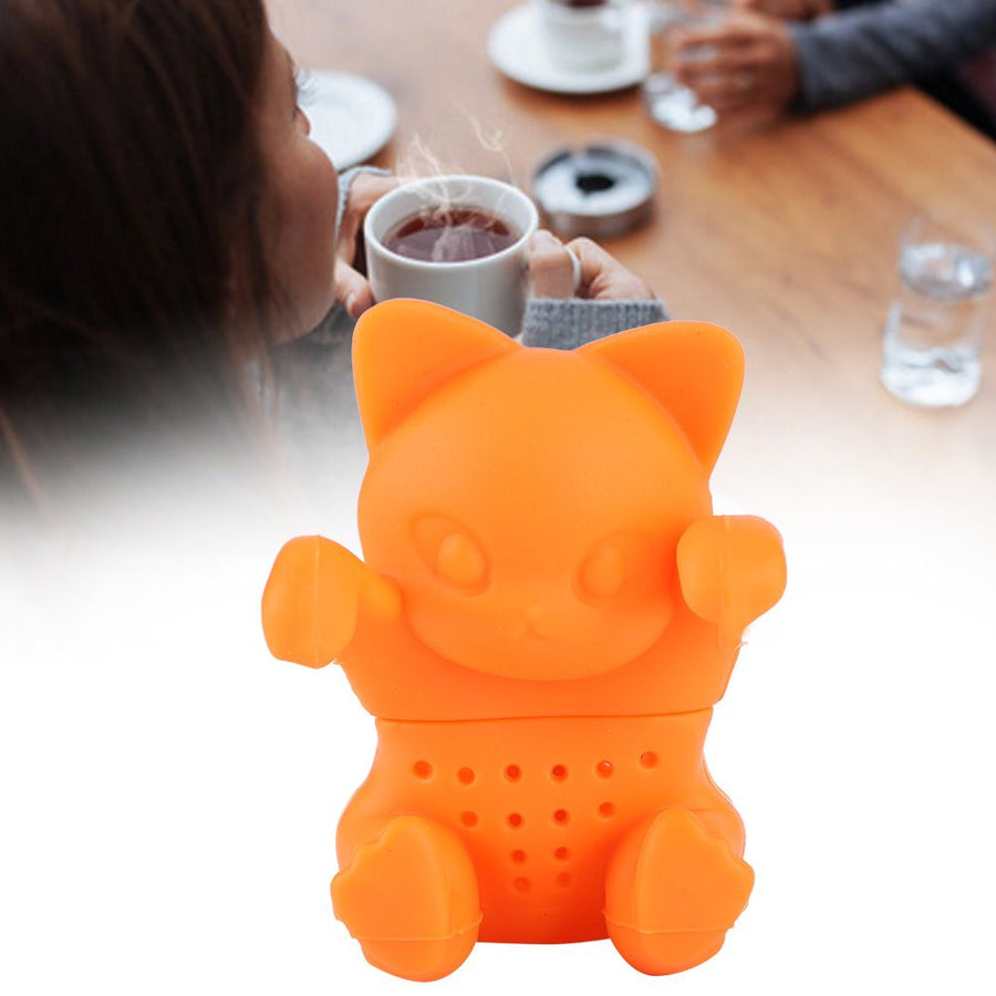 Cute CatShaped Loose Tea Leaf Strainer Filter Silicone Tea Infuser Accessory for Home Office