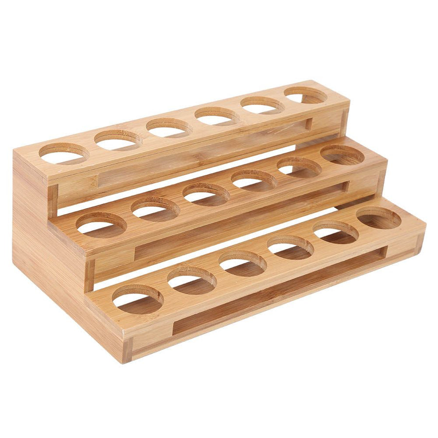 35mm Hole Diameter Bamboo Essential Oil Bottle Display Rack Stand Essential Oil Storage Box