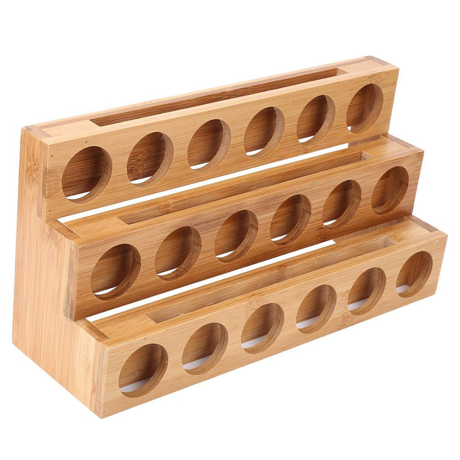 35mm Hole Diameter Bamboo Essential Oil Bottle Display Rack Stand Essential Oil Storage Box