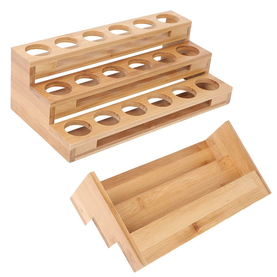 35mm Hole Diameter Bamboo Essential Oil Bottle Display Rack Stand Essential Oil Storage Box