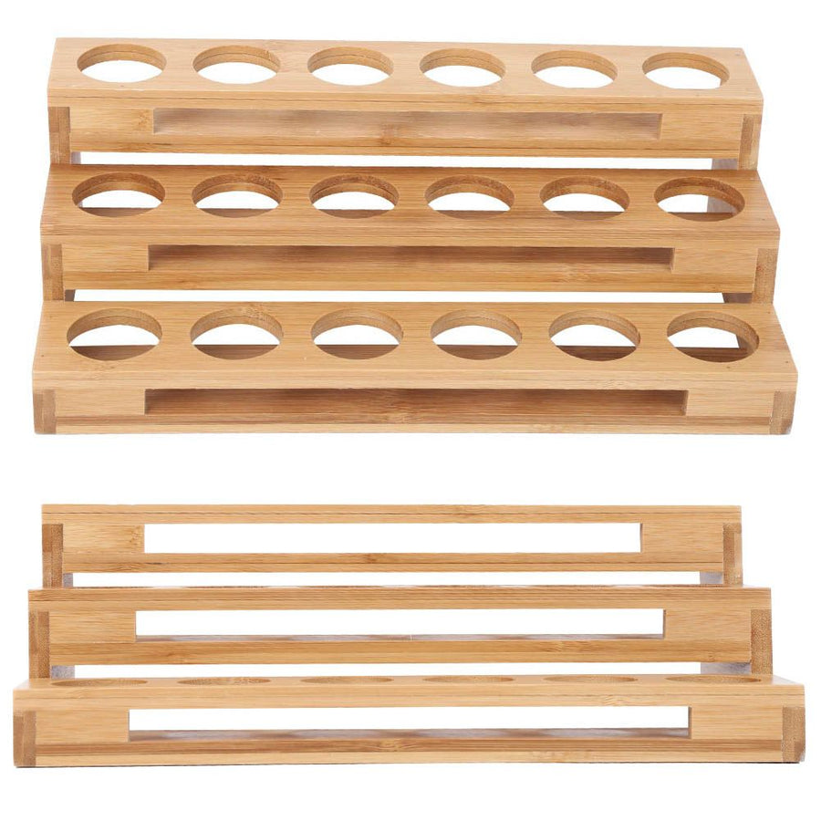 35mm Hole Diameter Bamboo Essential Oil Bottle Display Rack Stand Essential Oil Storage Box