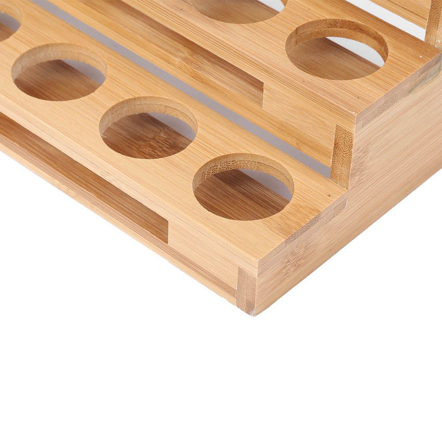 35mm Hole Diameter Bamboo Essential Oil Bottle Display Rack Stand Essential Oil Storage Box