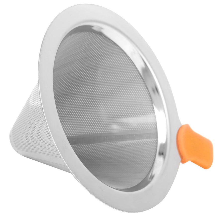 Coffee Maker Drip Filter Double Layer Stainless Steel Reusable Coffee Funnel for 1‑2 PeopleOrange