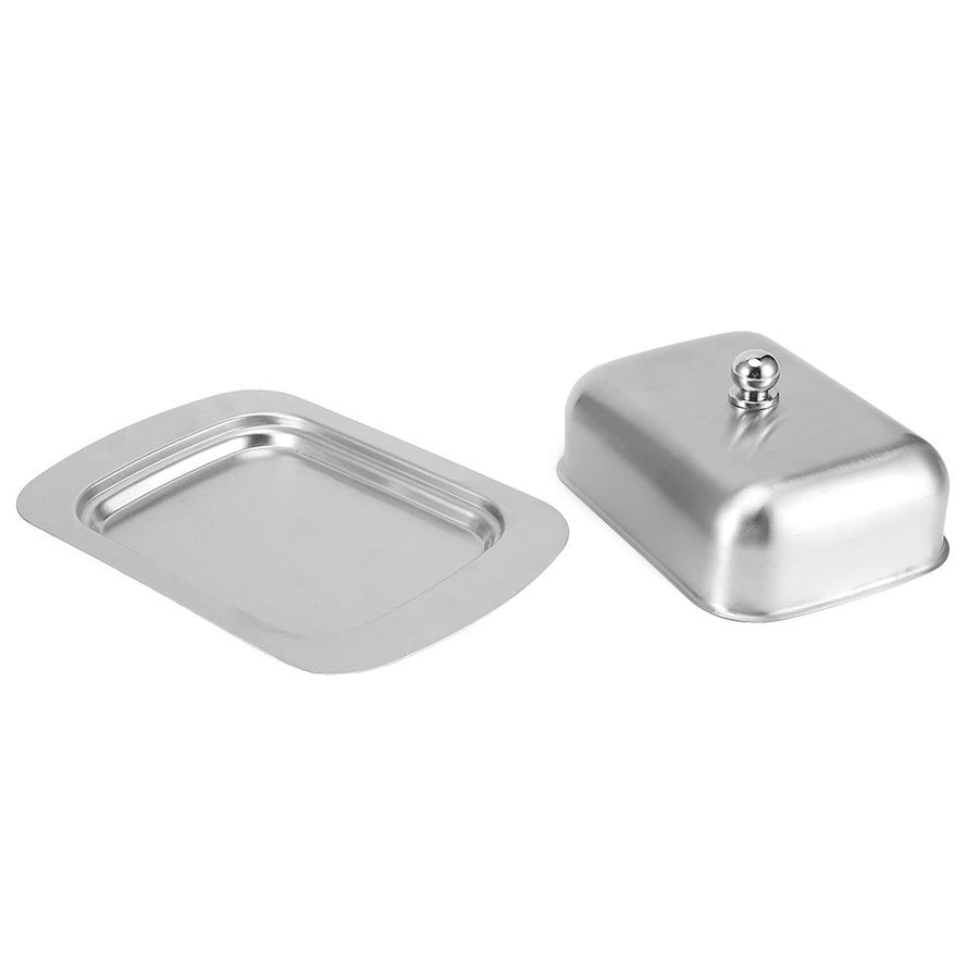 Butter Dish Stainless Steel Dessert Bowl Cheese Bread Box W/ Handle Cover Kitchen Accessories