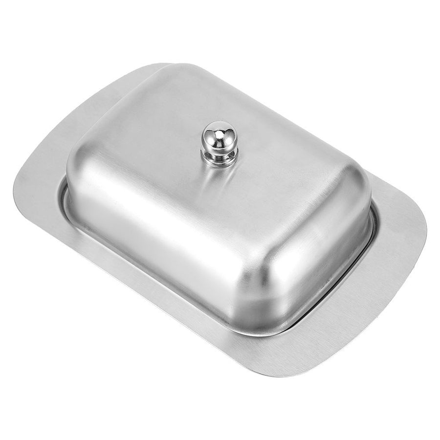 Butter Dish Stainless Steel Dessert Bowl Cheese Bread Box W/ Handle Cover Kitchen Accessories