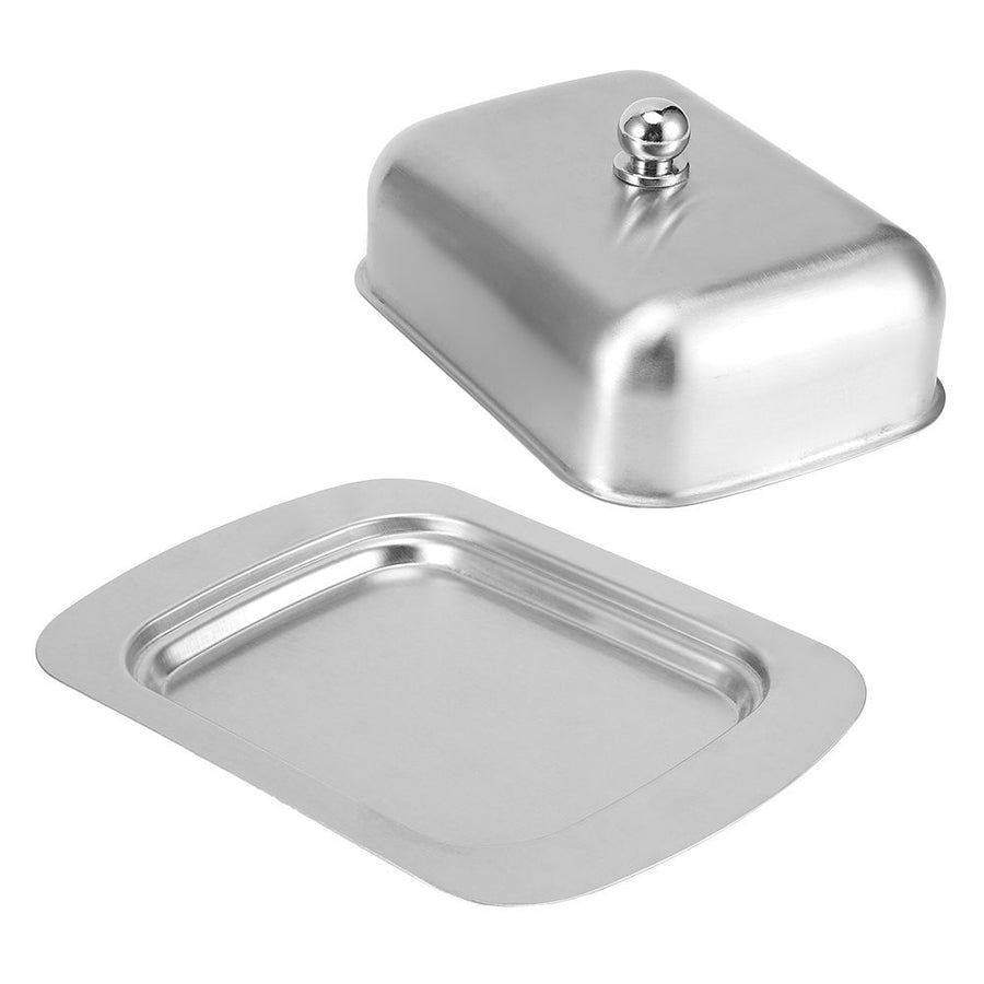 Butter Dish Stainless Steel Dessert Bowl Cheese Bread Box W/ Handle Cover Kitchen Accessories