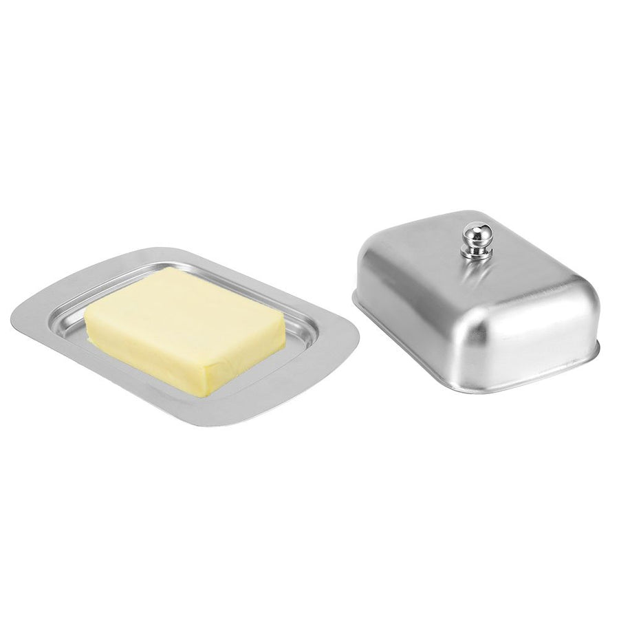 Butter Dish Stainless Steel Dessert Bowl Cheese Bread Box W/ Handle Cover Kitchen Accessories