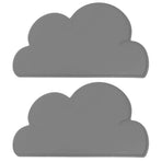 2pcs Children Cloud Shape Placemat Silicone Waterproof Heat Insulation Feeding Plate PlacematGray