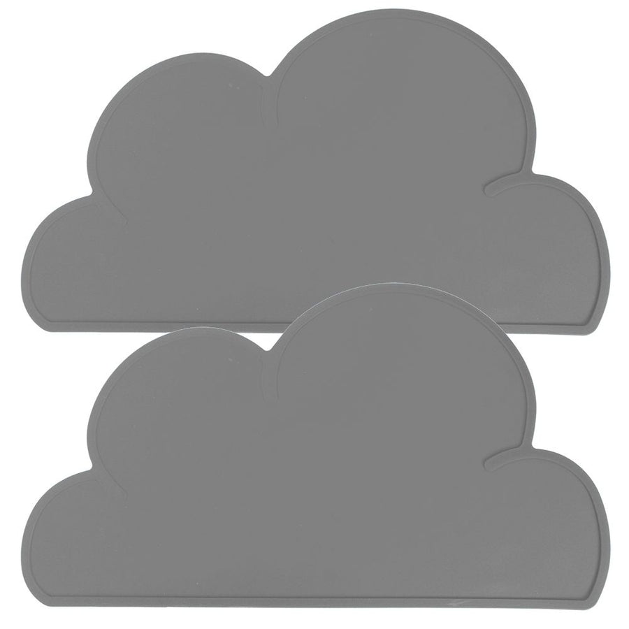 2pcs Children Cloud Shape Placemat Silicone Waterproof Heat Insulation Feeding Plate PlacematGray