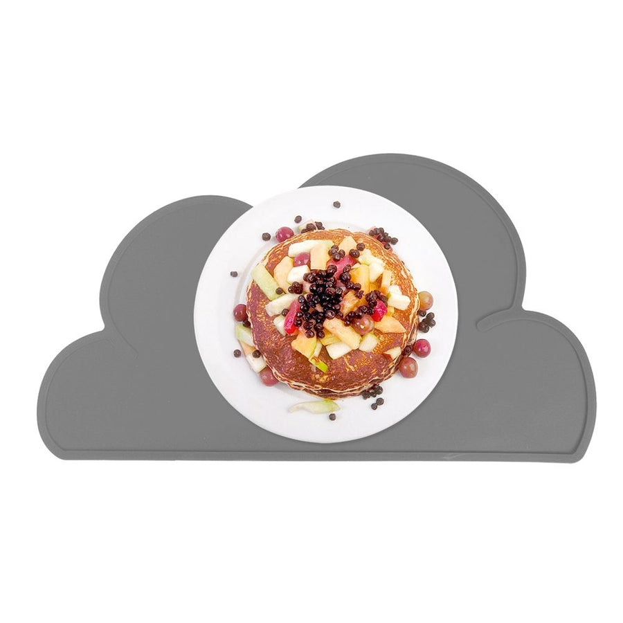 2pcs Children Cloud Shape Placemat Silicone Waterproof Heat Insulation Feeding Plate PlacematGray