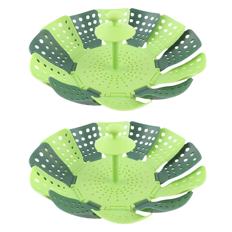 2pcs Foldable Steaming Basket High Temperature Resistant Cooker Dish for Vegetable Fruit