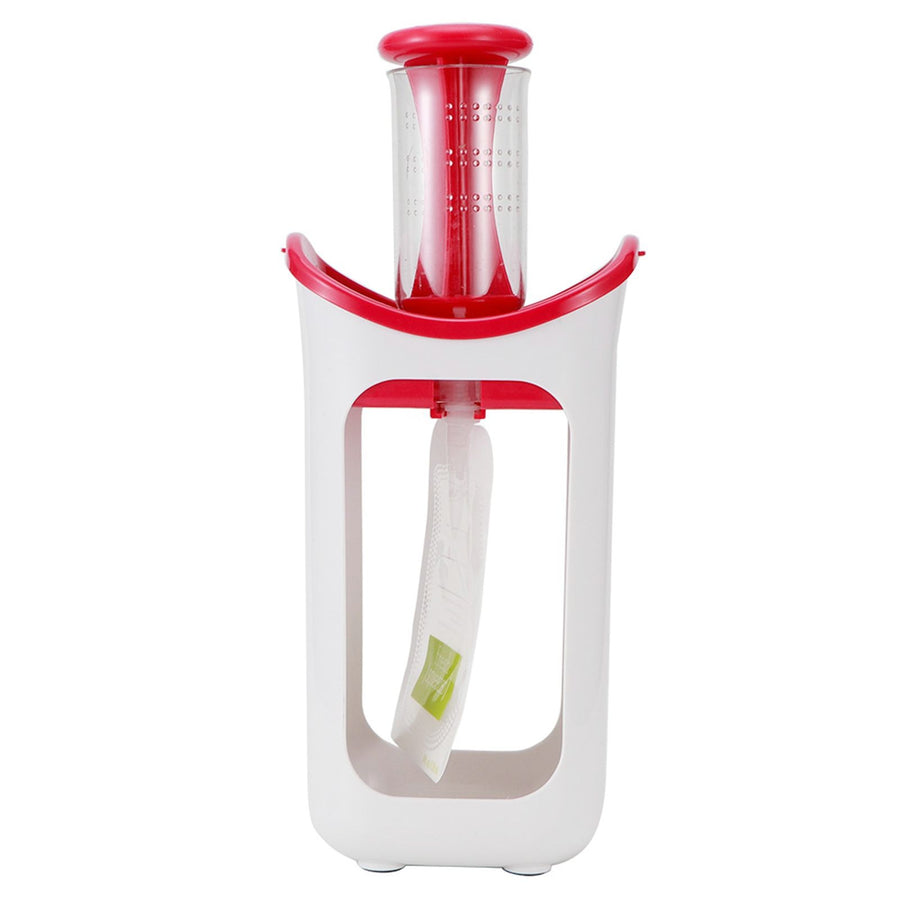 Squeeze Station Press &amp; Store System Portable Children Fruit Puree Squeezer Food Pouches for Home Kitchen(Rosy Red )