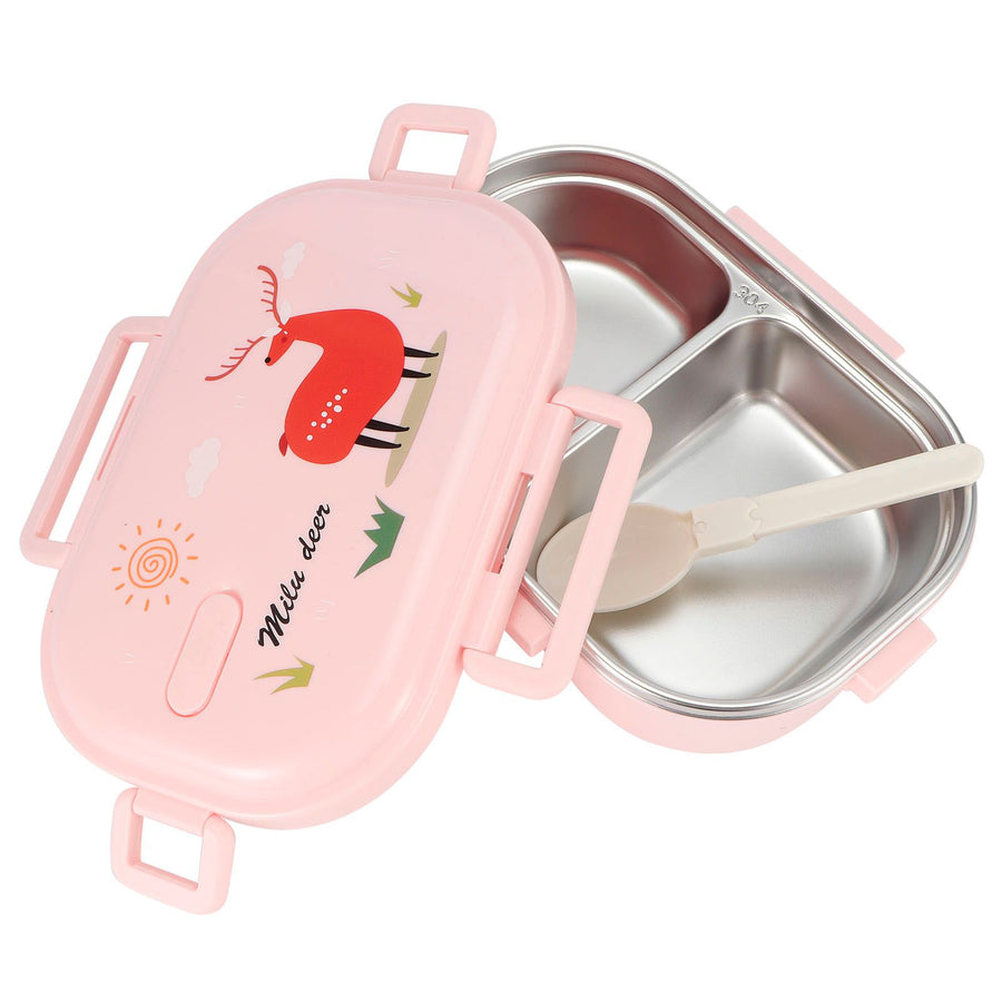Insulated Lunch Box Leak Proof Stainless Steel Bento Box Japanese Food Children Container(Pink )