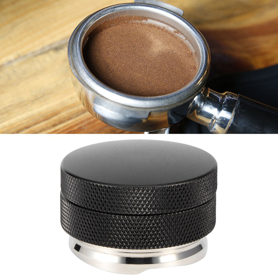 58mm Stainless Steel Coffee Tamper Powder Distributor Leveler Tool Adjustable Height with NonSlip Thread(4 Angled Slopes Base )