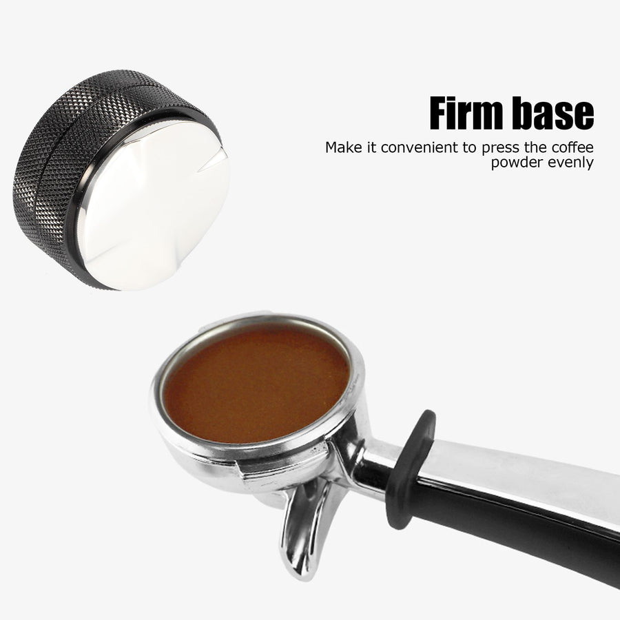 58mm Stainless Steel Coffee Tamper Powder Distributor Leveler Tool Adjustable Height with NonSlip Thread(4 Angled Slopes Base )